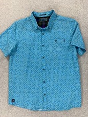 William Murray Short Sleeve Button Down Golf Shirt (Men’s Medium) Blue