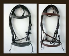 Black/ Brown Full Cob Pony English Bitless Bridle Web Reins-Horses resisting bit