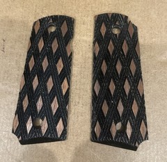 Vintage Herrett’s 1911 Black Diamond Checkered 45 ACP Grips Officer Defender