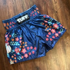 TUFF Muay Thai Kick Boxing Shorts Blue Bird Floral Print Womens Medium Thailand