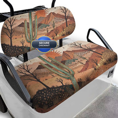 Knextrepoy Desert Cactus Golf Cart Backrest Bottom Seat Cover Set Of 2 Sunset