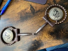 John Lyons Studded Snaffle bit used western Tack Bridle FREE SHIPPING