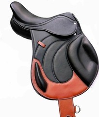 Leather Jumping Close Contact Double Flap Changeable Gullets System Horse Saddle