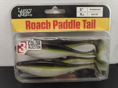 Lucky John Roach forest green olive green white Paddle Tail Swimbait 5″ 4 Pack