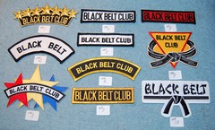 Various Black Belt & Black Belt Club Embroidered Patches, New