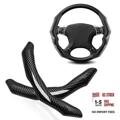 2Pcs Carbon Fiber Steering Wheel Cover, Cool Irregular Shape Grip & Anti Black