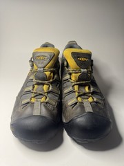Keen Utility Flint Low Shoes Dark Brown Leather Yellow Size US 10.5