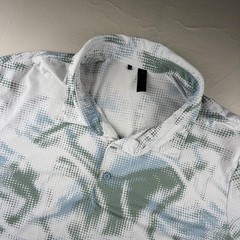Adidas Golf Performance Polo Men XL White Green Blue Abstract Dot Pattern 263