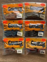 LOT 6 PKS GAMBLER Bait Soft Plastic Lures BACON RIND CULPRIT BASS 1LBS 6OZ. NEW