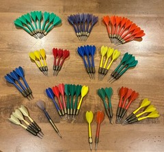Vintage Lot of 61 Brass / Steel / Metal Tip Plastic Throwing Darts Multi-Colored