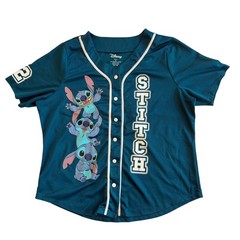 Disney Womens Lilo & Stitch #02 Baseball Jersey 3X Teal Activewear Sportswear