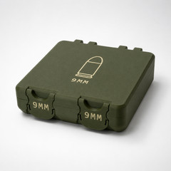 9MM Ammo Storage Case – 100 Round Ammo Box with Removable Tray & Dual Latches