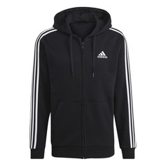 adidas mens Essentials Fleece 3-stripes Full-zip Hoodie Black Large