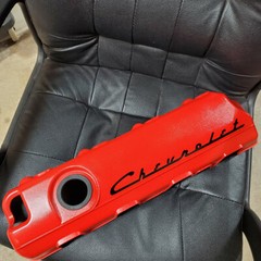 CHEVROLET Valve Cover Decals «Script font» two 11″ Long stickers + your color