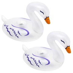 Banzai Lumi Bright Party Swans Inflatable White Pool Lantern Lights, (2 Pack)
