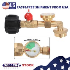 Propane Refill Adapter W/Gauge & Control Valve Fill 1 Lb Bottles From 20 Lb Tank