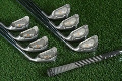 PING ZING ORANGE DOT IRONS SET 3-PW SW, KT-M STIFF FLEX ORIGINAL SHAFTS & GRIPS
