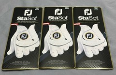 New Footjoy StaSof Leather Men’s Cadet Medium M White Dot – Lot of 3 Golf Gloves