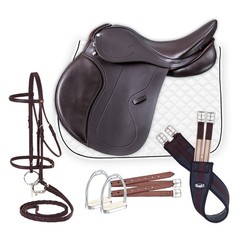 All Purpose English Saddle Package – Synthetic Leather – 16″ up to 18″ Seats