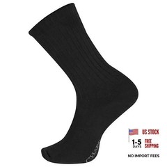 Men’s Solid Color Casual True Rib Crew Socks – 1-6 Pair 6-12 Black (1 Pair)
