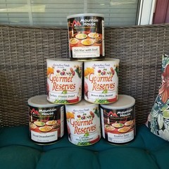CASE OF 6 CANS AS SHOWN Mountain House Gourmet Reserve Freeze Dried Meals #10