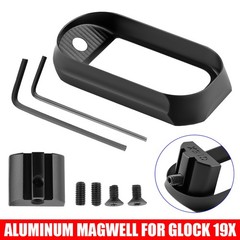 Black Anodized Aluminum Flared Magwell For Glock 19X Magwell -No Backstrap NBS
