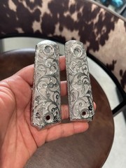 1911 Stainless Steel Grips Hand Made Engraved