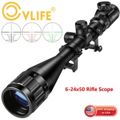 CVLIFE 6-24×50 AOE Rifle Scope Rangefinder Red Green Illuminated+Free 20mm Mount