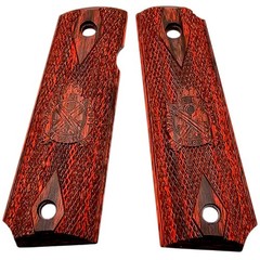 Springfield 1911 Grips Full Size – Wood Replacement Panels – Red Laminated Budge