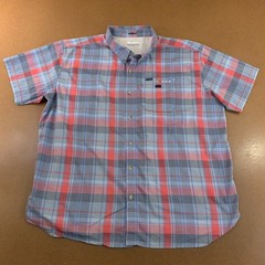 Columbia PFG Mens 2X-Large Blue Plaid Performance Short Sleeve Fishing Shirt