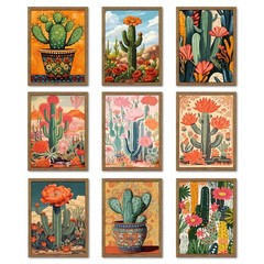 Vintage Desert Cactus Wall Art Prints Set of 9 – Mexican 10L» x 8W»,