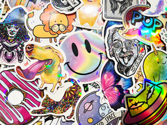 100 Random Holographic & Reflective Sticker Pack Decal Lot Bikes Hardhats Phones