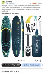 Skatinger Inflatable Stand Up Paddle Board SUP, 11 ft 6 in x 35 – GREEN