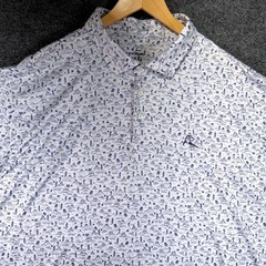 Rhoback Arizona Desert Print Polo Shirt Mens XXXL White Blue Cactus Golf Sport