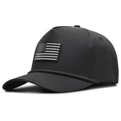 Curves and Clubs – Blackout Money Rope Hat | Stealth American Flag Golf Hat