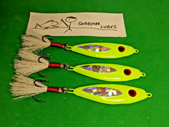 3- 11/2 oz SHAD Fishing Casting Jigging Slab Lead Spoon Lure chartreuse holograp