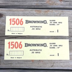 Browning Box Label for Automatic .22 Long Rifle Made in Belgium Vintage Lot X 2