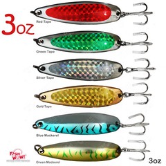 3oz Fishing Spoons Jig Treble Hook Holographic Laser casting crocodile bait lot