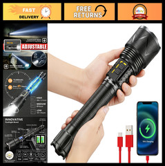 High Lumens Rechargeable Tactical Flashlight | 10,000 Lumens, 1968ft Range, Zoom