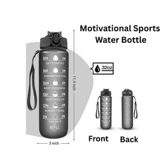 32oz Tritan Motivational Water Bottle With Time Marker BPA-Free Leakproof Fitnes