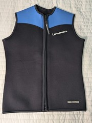 Lemorecn Mens Medium 3mm Wetsuit Vest Black Blue Neoprene Surf Dive Zip Front