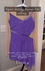 Women’s S Purple/Beige Mesh Long Sleeve Rhinestone V-Neck Ice Skating Dress