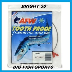 AFW TOOTH PROOF STAINLESS STEEL LEADER Single Strand Wire 30′ Long BRIGHT COLOR
