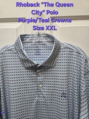 Rhoback The Queen City Charlotte Polo, Mini Crowns Pattern, Size XXL
