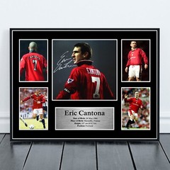 Eric Cantona The King Autographed Collage Photos Poster. Great Memorabilia