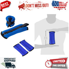 Ankle/Wrist Weights – 1 Lbs Pair – Stretchy Neoprene Fabric – Blue/Black