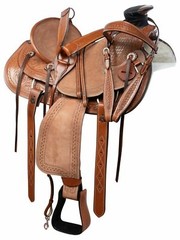 Western Leather Saddle Wade Tree A Fork Roping Ranch Horse Saddle Size 14 to 18