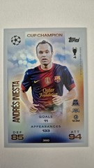 2025-26 Match Attax UEFA – Andres Iniesta Cup Champion Foil Card #350 Barcelona