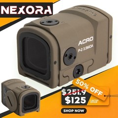 ACRO P2 Enclosed Red Dot Sight – Holds 9mm & 5.56 – TAN Color With Original Box