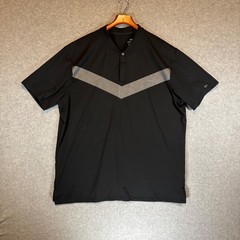 Nike Tiger Woods Golf Polo Mens XL Black Excellent Blade Collar Chevron Dri-FIT